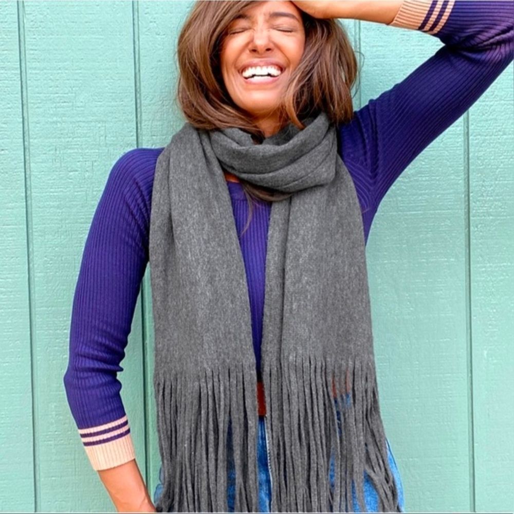 Lucky Brand Gray Fringe Scarf
